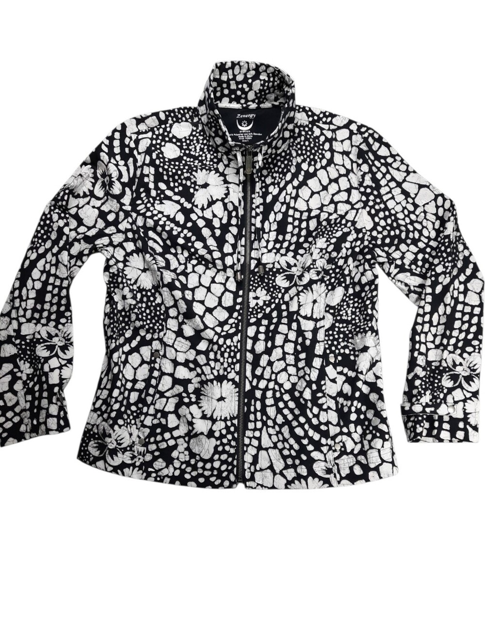Chico's Zenergy Floral Mosaic Full Zip Jacket SZ M
